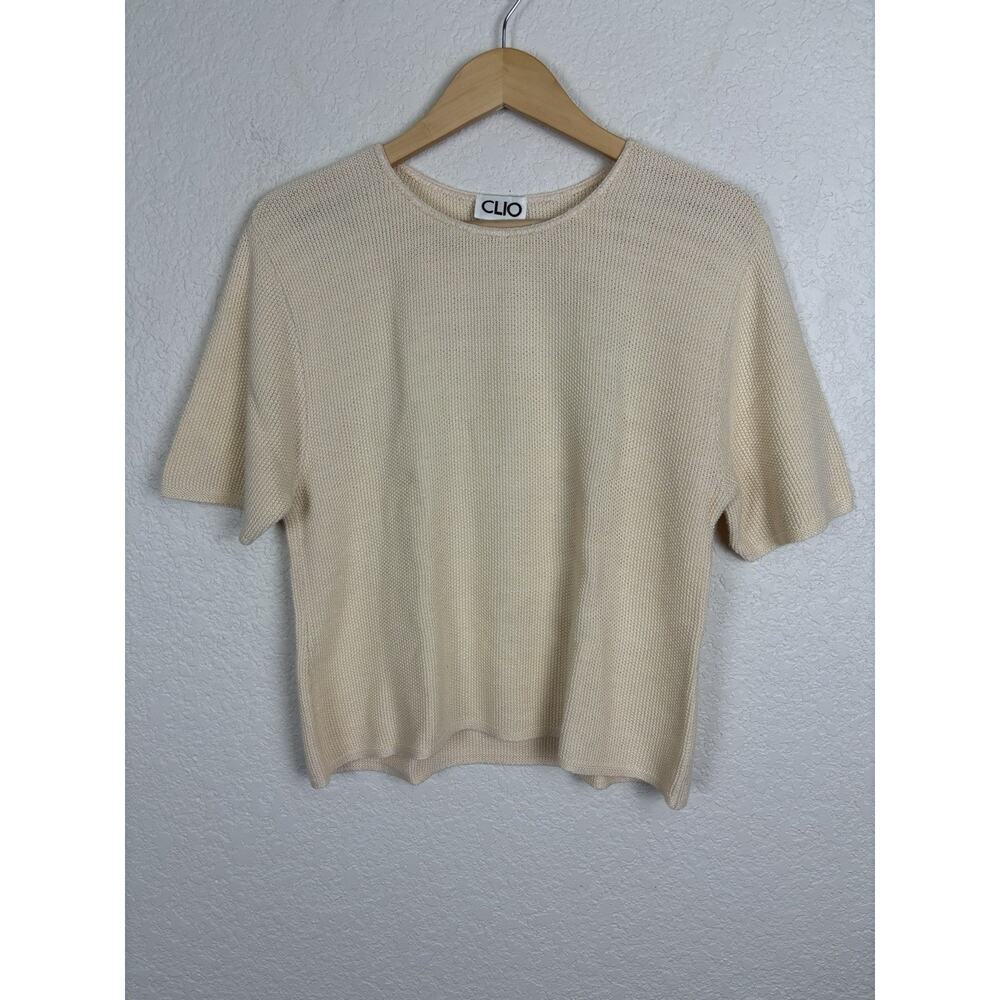 Vintage CLIO Women’s Knit Sweater Top Sz Large Cream Granola Girl‎ Goblincore